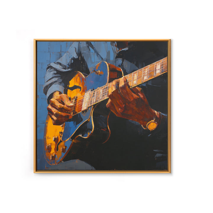Musician Hands on Guitar Strings Framed Canvas Print, Recording Studio Art, Kids Room Art, Studio Decor, Fine Art, Analog, RSA-1x1-39