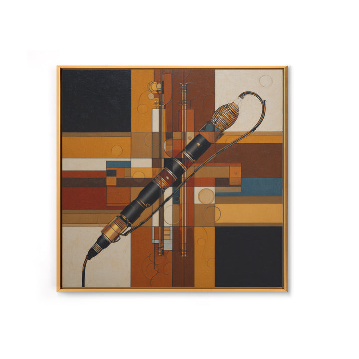 Microphone Cable Forming Elegant Line Art Canvas Print, Recording Studio Art, Studio Wall Art, Studio Decor, Abstract Art, RSA-1x1-45