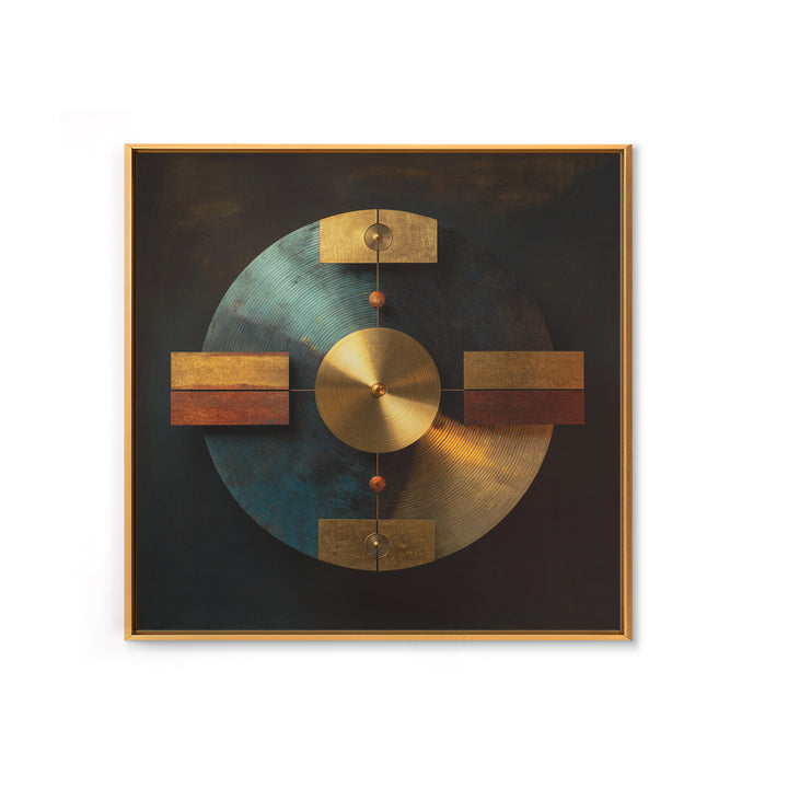Gold Record Circular Composition Framed Canvas Print, Recording Studio Art, Downloadable Print, Studio Decor, Fine Art, Analog, RSA-1x1-71