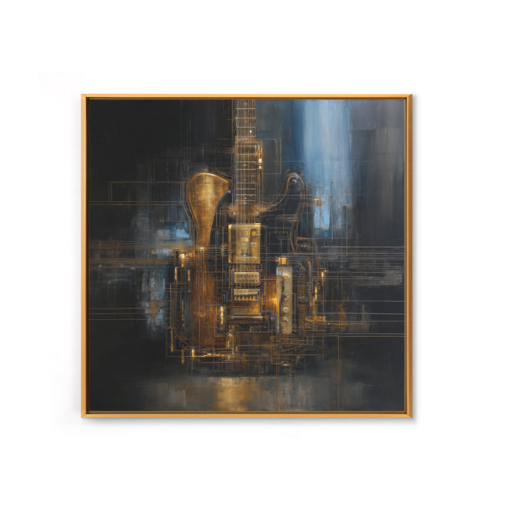 Soundwave Abstract with Black and Gold Lines Canvas Print, Recording Studio Art, Home Decor, Studio Decor, Abstract Art, Analog, RSA-1x1-75