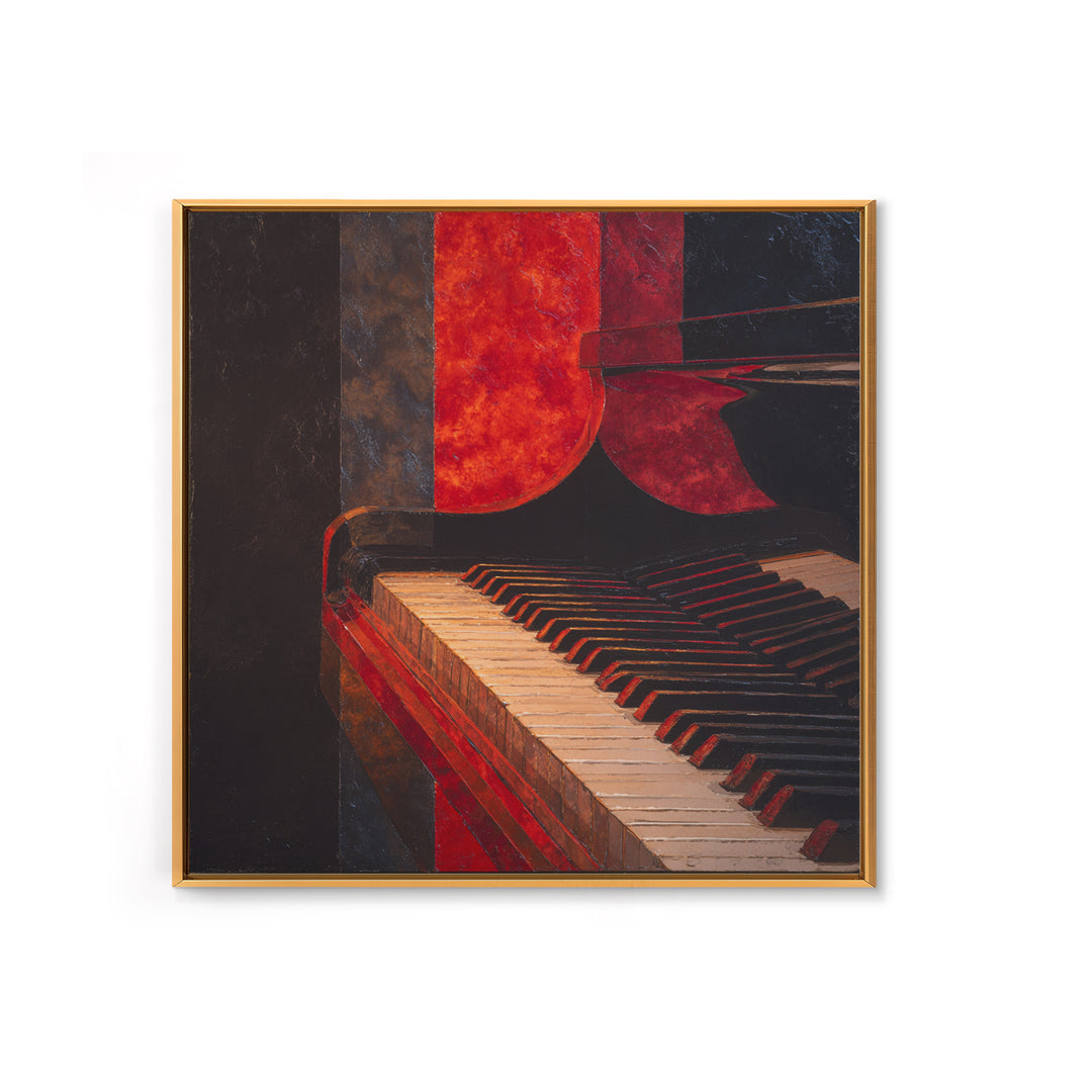 Piano Keys Fading into Shadow Framed Canvas Print, Recording Studio Art, Dtf Prints, Studio Decor, Analog, Music Studio, RSA-1x1-8