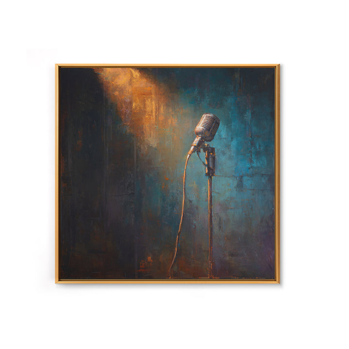 Microphone Cable Forming Elegant Line Art Framed Canvas Print, Recording Studio Art, Gallery Decor, Studio Decor, Abstract Art, RSA-1x1-93