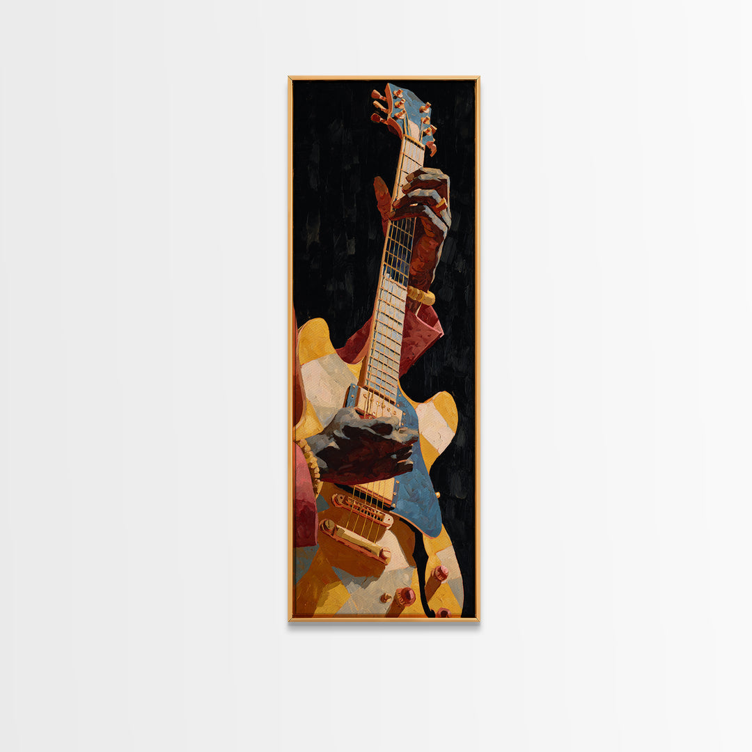 Musician Hands on Guitar Strings Canvas Print, Recording Studio Art, Luxury Decor, Studio Decor, Oil Painting, Analog, RSA-1x3-27