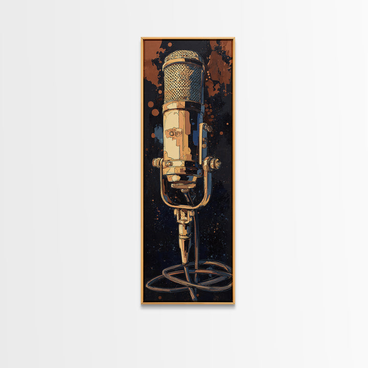 Microphone Cable Forming Elegant Line Art Canvas Print, Recording Studio Art, Printable Art, Studio Decor, Fine Art, Analog, RSA-1x3-33