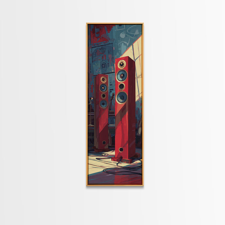 Studio Monitor Speakers as Bold Geometric Forms Canvas Print, Recording Studio Art, Boho Decor, Studio Decor, Abstract Art, RSA-1x3-48