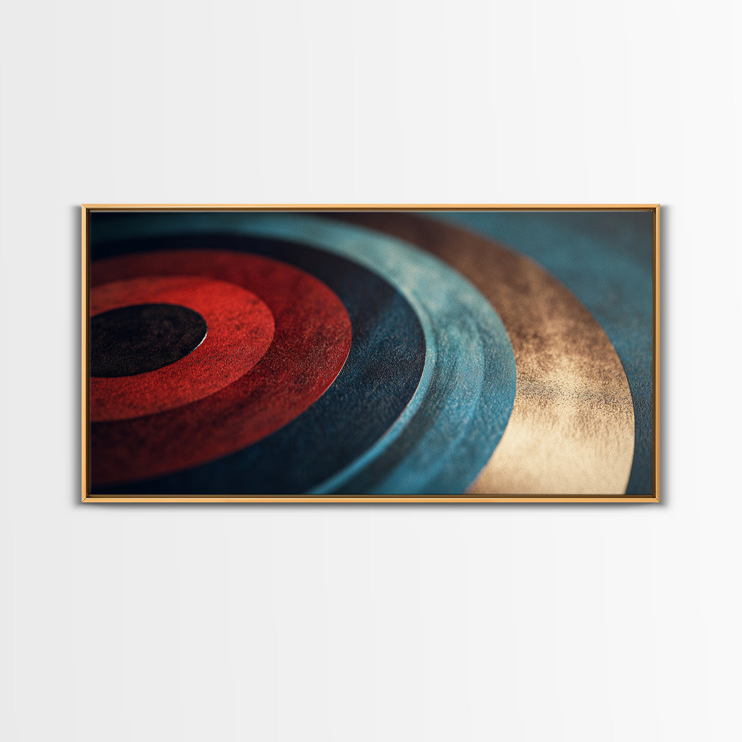 Vinyl Groove Closeup as Circular Abstract Framed Canvas Print, Recording Studio Art, Fine Art Print, Studio Decor, Abstract Art, RSA-2x1-10
