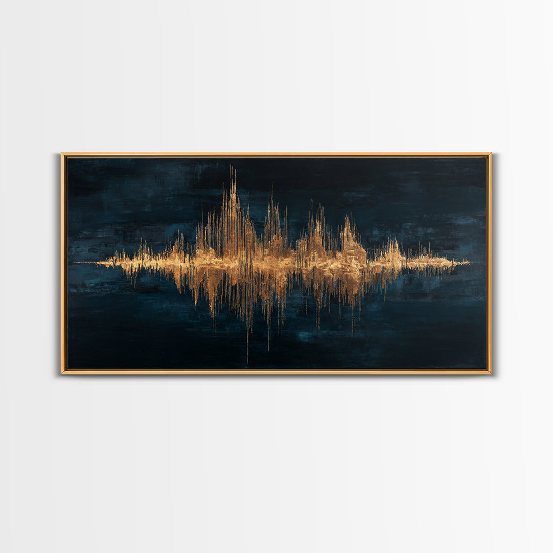 Soundwave Abstract with Black and Gold Lines Canvas Print, Recording Studio Art, Retro Wall Art, Studio Decor, Abstract Art, RSA-2x1-47