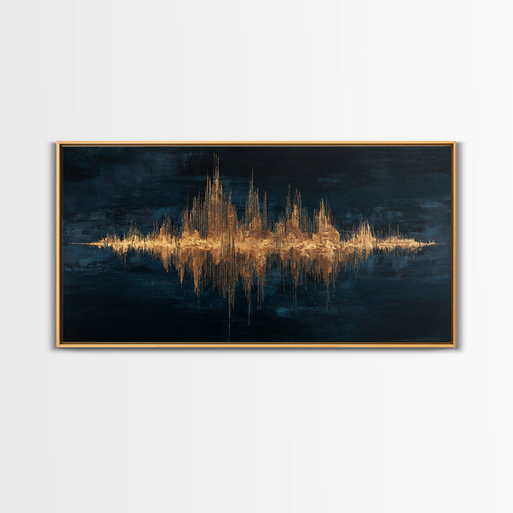 Soundwave Abstract with Black and Gold Lines Canvas Print, Recording Studio Art, Retro Wall Art, Studio Decor, Abstract Art, RSA-2x1-47