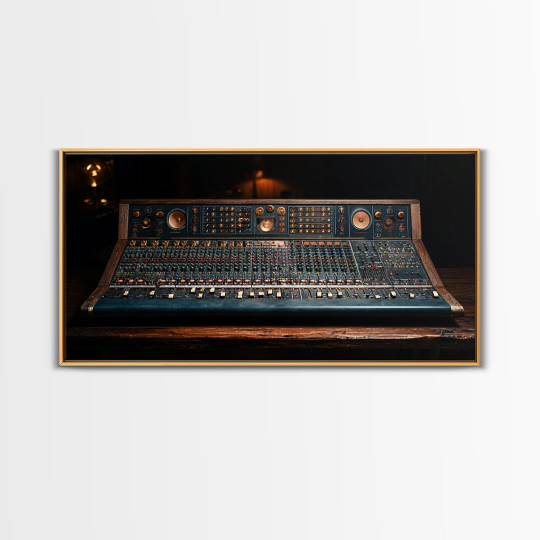 Mixing Console Faders Framed Canvas Print, Recording Studio Art, Luxury Decor, Studio Decor, Fine Art, Analog, Modern Wall Art, RSA-2x1-50