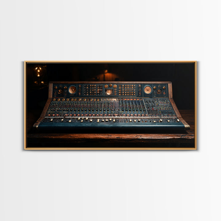 Mixing Console Faders Framed Canvas Print, Recording Studio Art, Luxury Decor, Studio Decor, Fine Art, Analog, Modern Wall Art, RSA-2x1-50