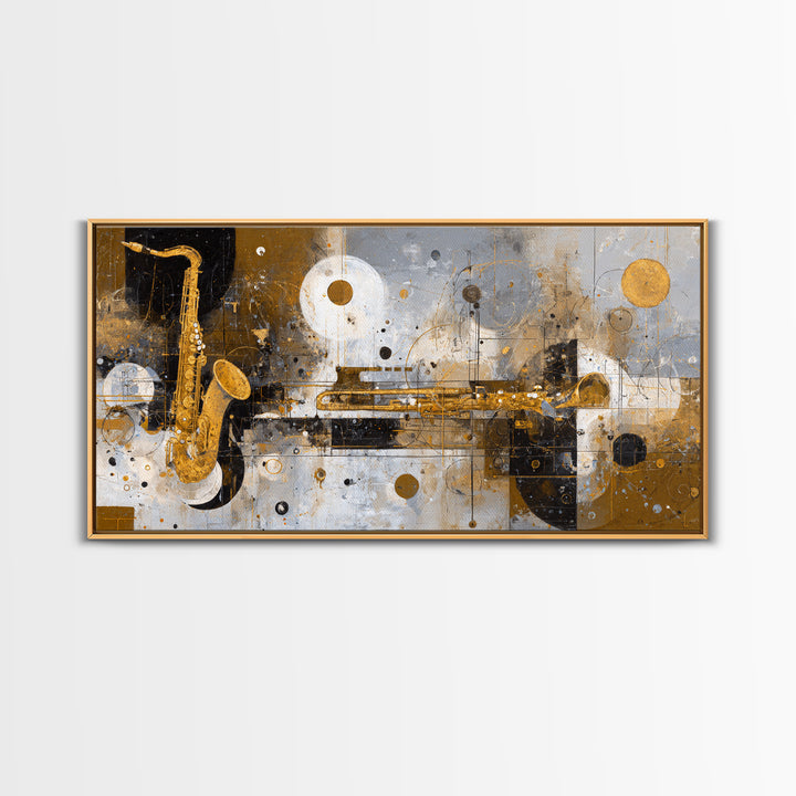 Soundwave Abstract with Black and Gold Lines Canvas Print, Recording Studio Art, Youtube Studio Decor, Studio Decor, Analog, RSA-2x1-71