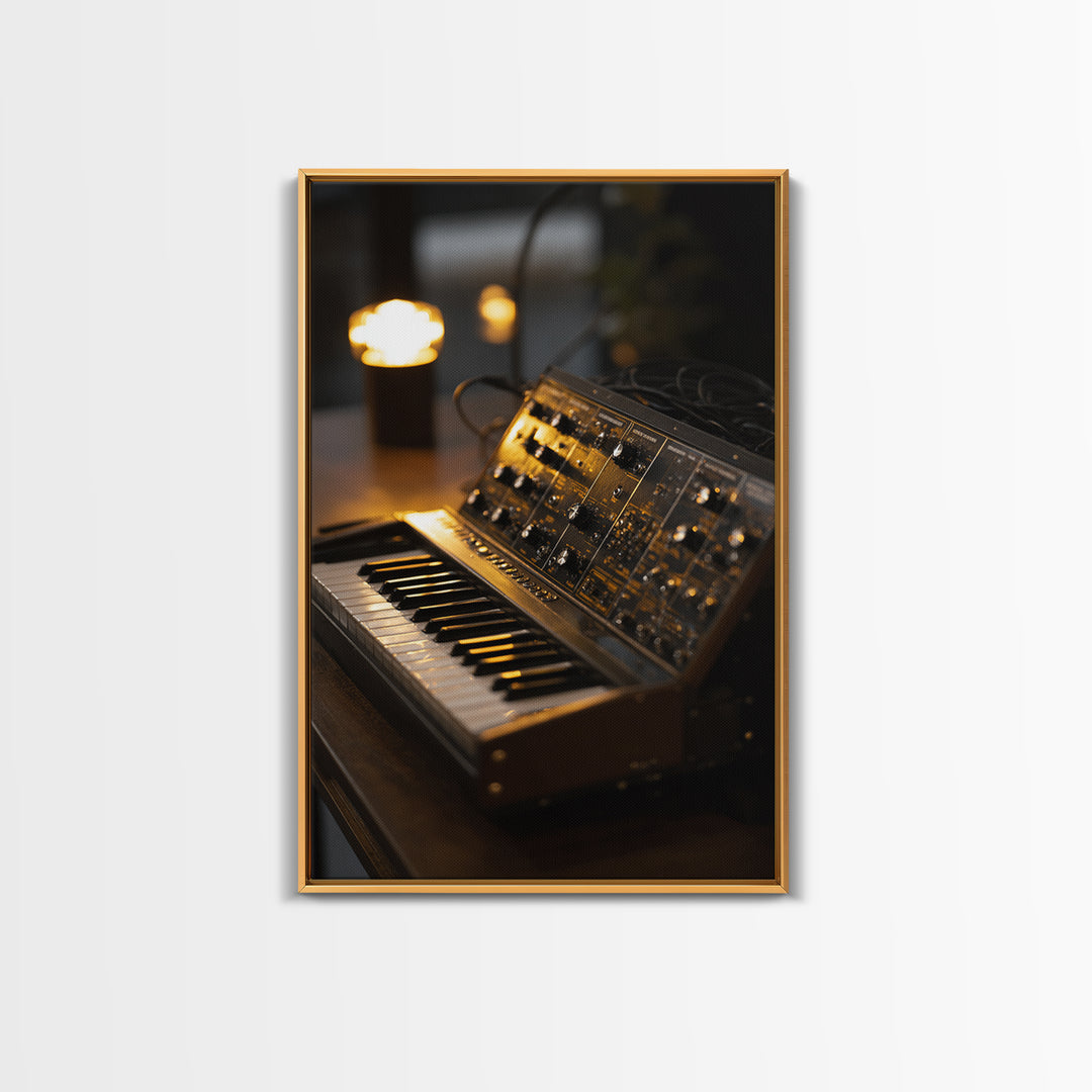 Analog Synthesizer Knobs and Cables Framed Canvas Print, Recording Studio Art, Boho Decor, Studio Decor, Oil Painting, Analog, RSA-2x3-21