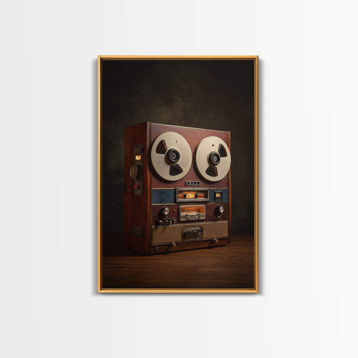 Reel to Reel Tape Machine Framed Canvas Print, Recording Studio Art, Luxury Decor, Studio Decor, Analog, Modern Wall Art, RSA-2x3-34