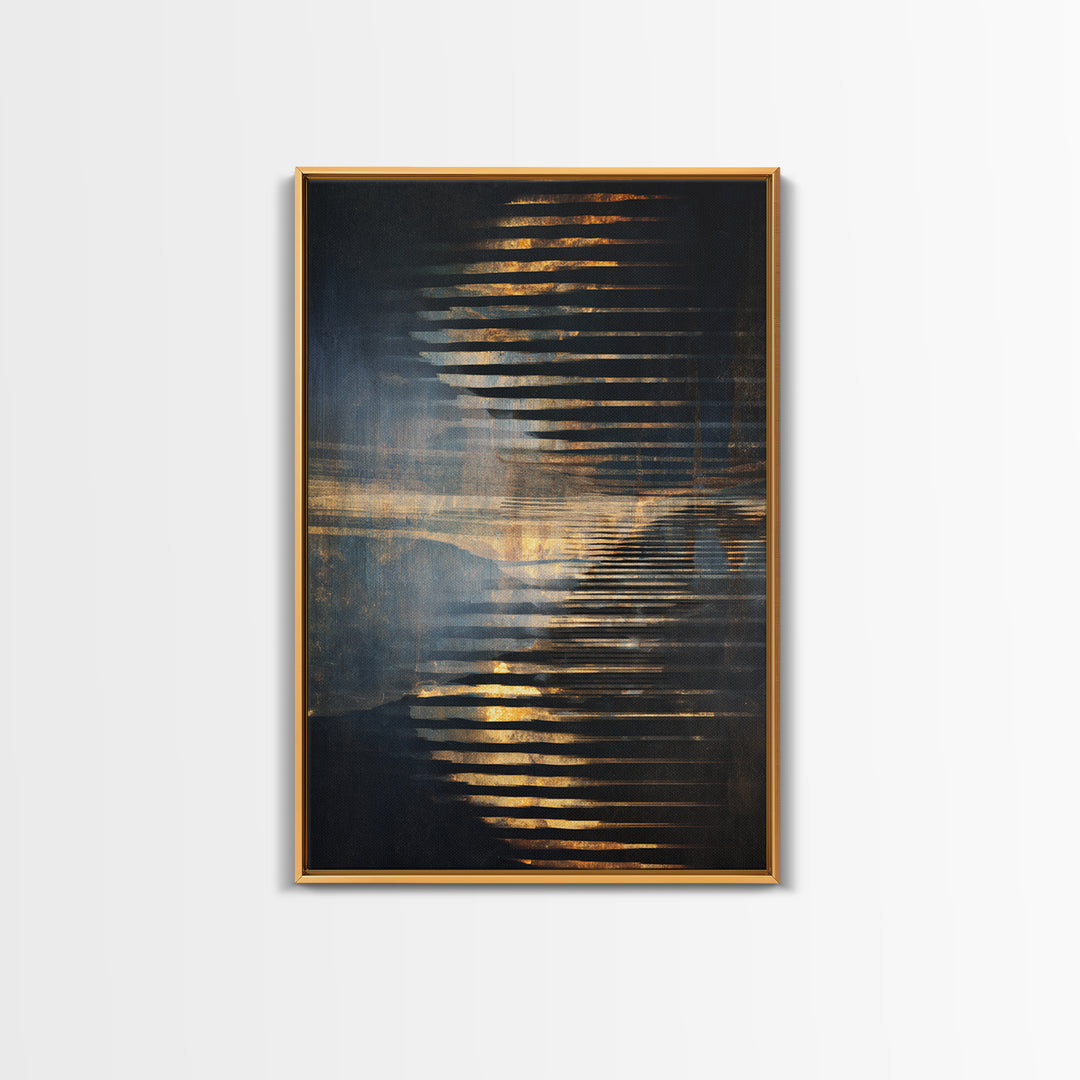 Soundwave Abstract with Black and Gold Lines Canvas Print, Recording Studio Art, Home Decor, Studio Decor, Abstract Art, Analog, RSA-2x3-35