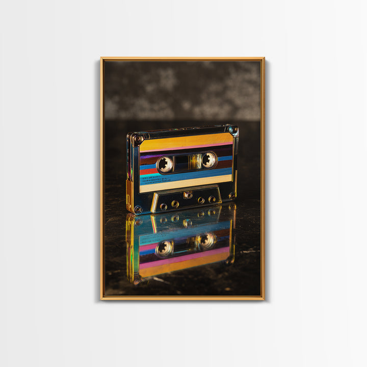 Retro Cassette Tape Framed Canvas Print, Recording Studio Art, Neutral Decor, Studio Decor, Fine Art, Analog, Wall Art, RSA-2x3-43