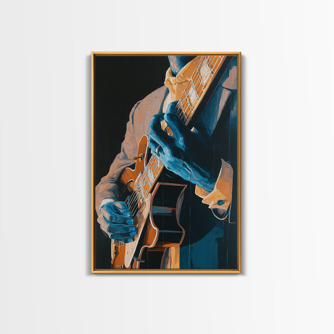 Musician Hands on Guitar Strings Canvas Print, Recording Studio Art, Art Print, Studio Decor, Fine Art, Analog, Wall Sculpture, RSA-2x3-71