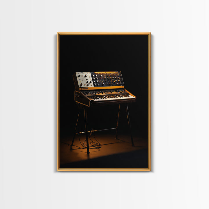 Analog Synthesizer Knobs and Cables Framed Canvas Print, Recording Studio Art, Mid Century Modern, Studio Decor, Analog, RSA-2x3-93