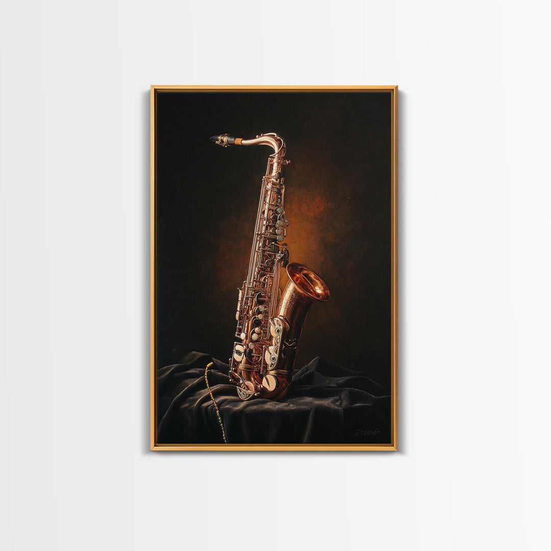Brass Saxophone on Dark Velvet Canvas Print, Recording Studio Art, Contemporary Art, Studio Decor, Analog, Music Posters, RSA-2x3-96