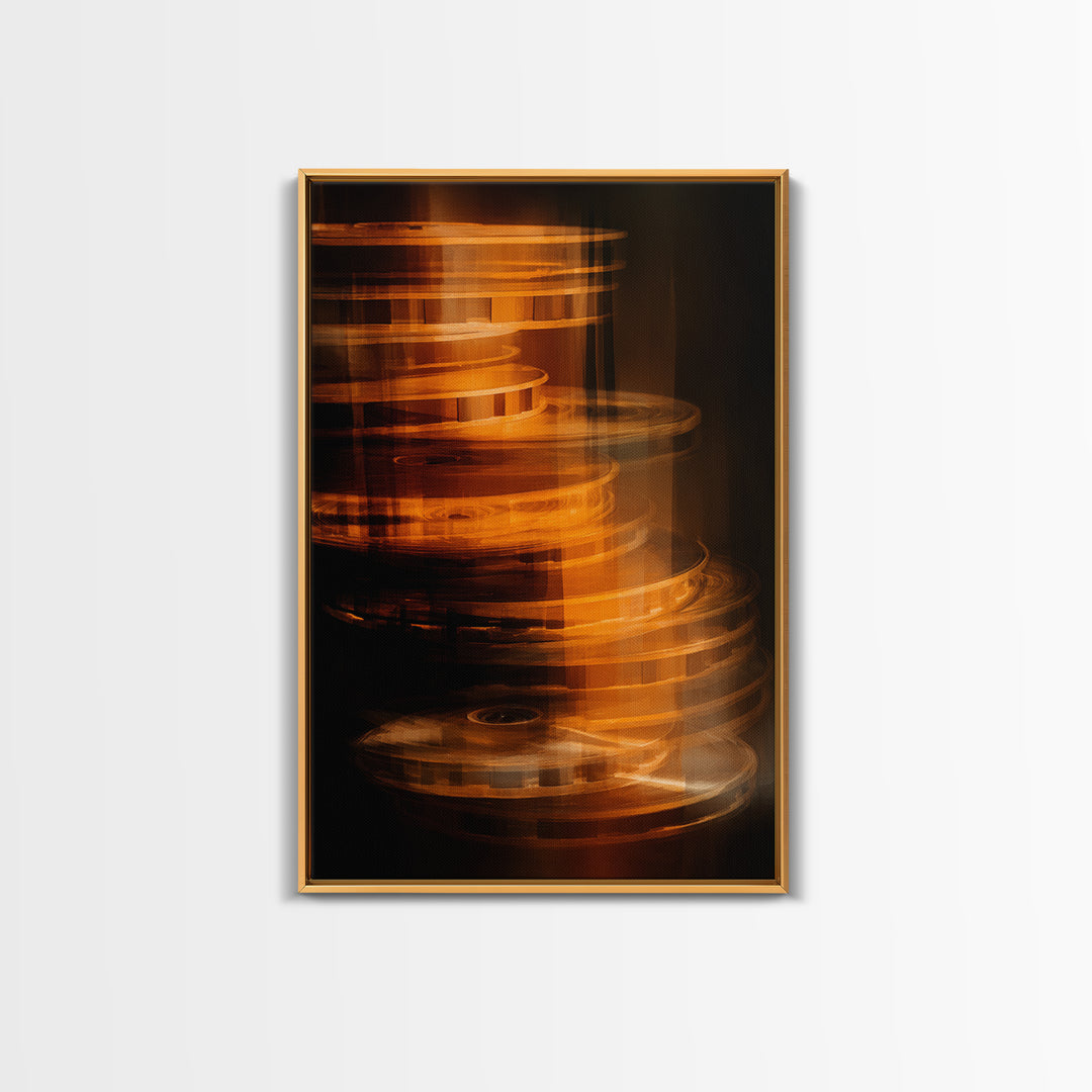 Tape Reels Spinning Through Smoky Light Canvas Print, Recording Studio Art, Wall Decor, Studio Decor, Fine Art, Analog, RSA-2x3-99