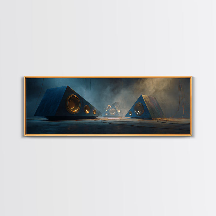 Studio Monitor Speakers as Bold Geometric Forms Canvas Print, Recording Studio Art, Music Wall Decor, Studio Decor, Analog, RSA-3x1-100