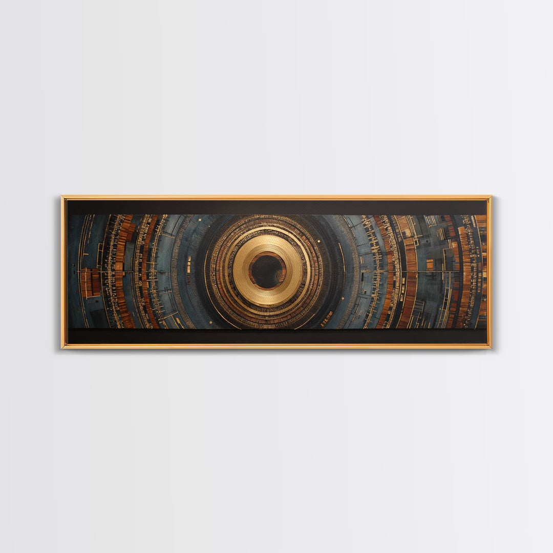 Gold Record Circular Composition Framed Canvas Print, Recording Studio Art, Music Wall Decor, Studio Decor, Fine Art, Analog, RSA-3x1-15