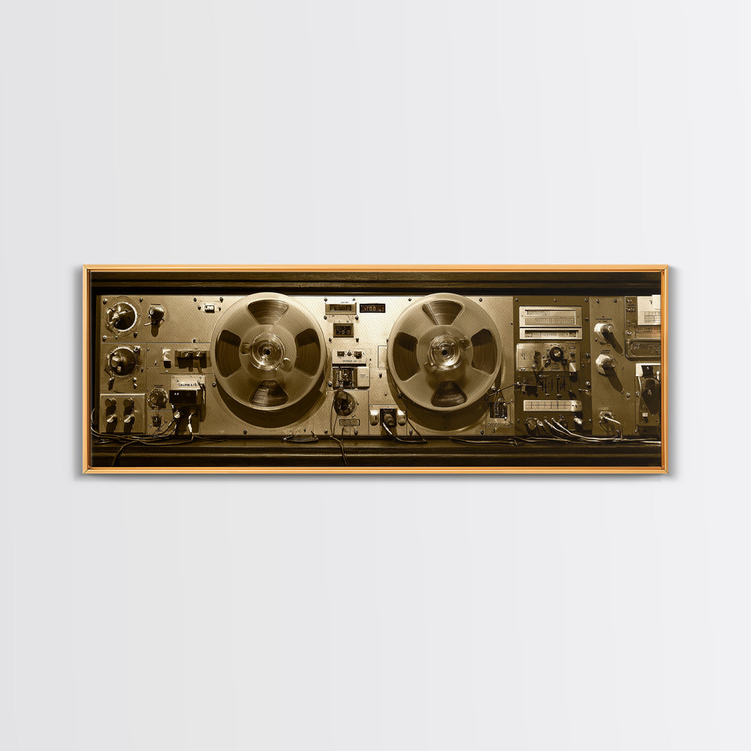 Reel to Reel Tape Machine Framed Canvas Print, Recording Studio Art, Printable Art, Studio Decor, Analog, Kids Room Art, RSA-3x1-18