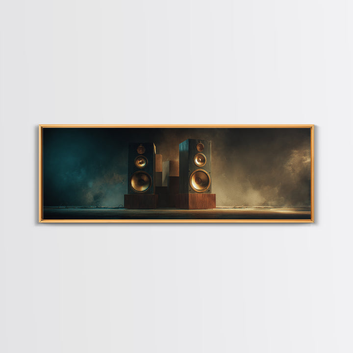 Studio Monitor Speakers as Bold Geometric Forms Canvas Print, Recording Studio Art, Rock Music Art, Studio Decor, Analog, RSA-3x1-28
