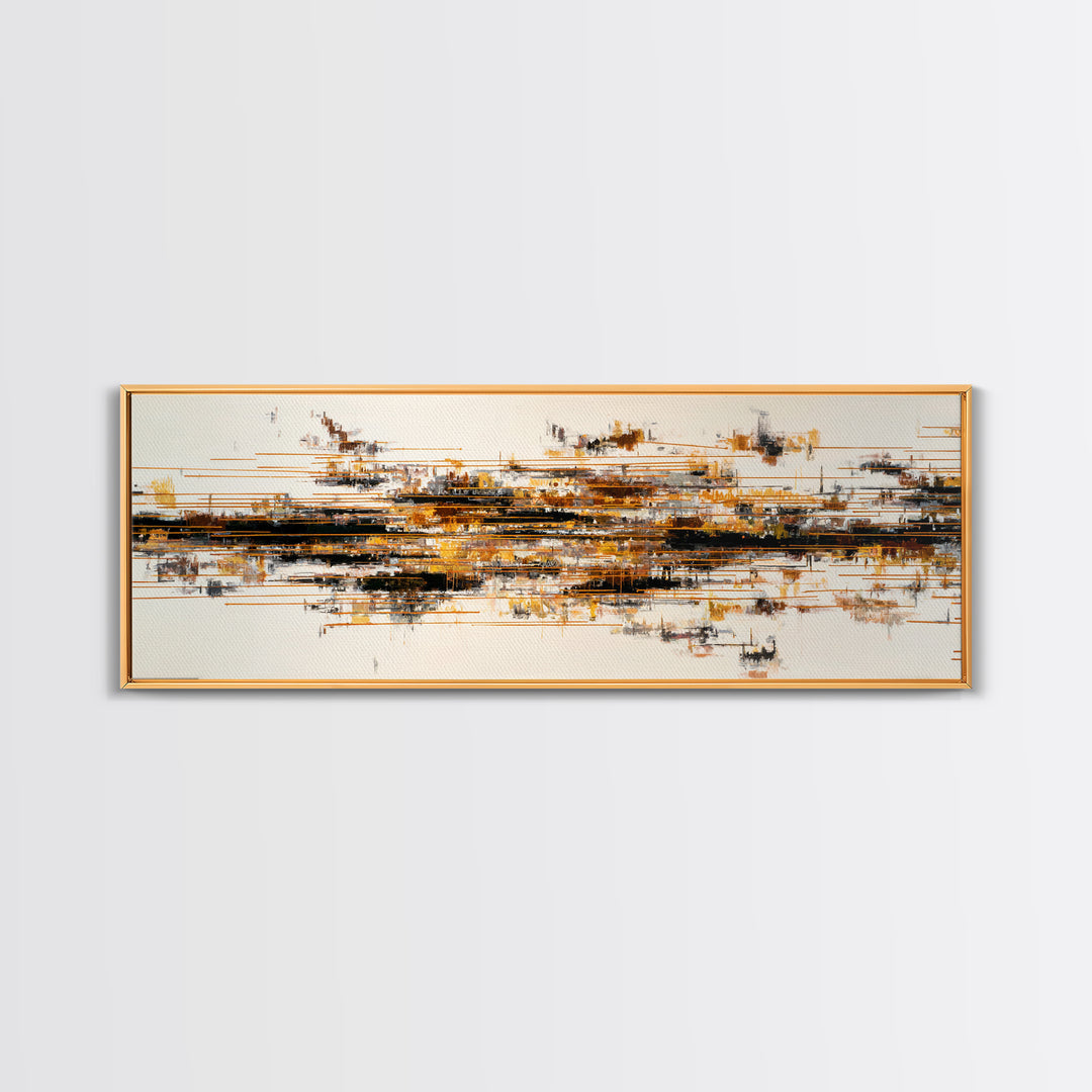 Soundwave Abstract with Black and Gold Lines Canvas Print, Recording Studio Art, Minimalist Decor, Studio Decor, Abstract Art, RSA-3x1-43