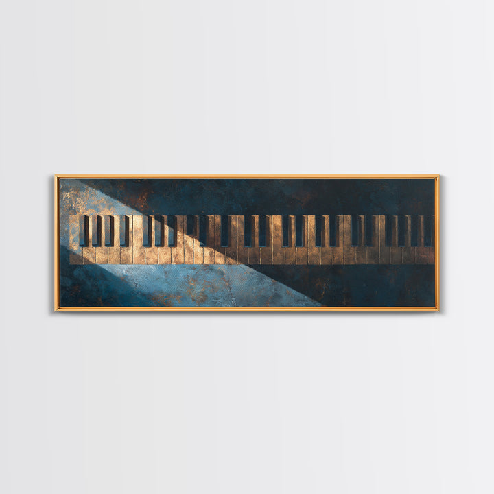 Piano Keys Fading into Shadow Framed Canvas Print, Recording Studio Art, Minimalist Decor, Studio Decor, Fine Art, Analog, RSA-3x1-72
