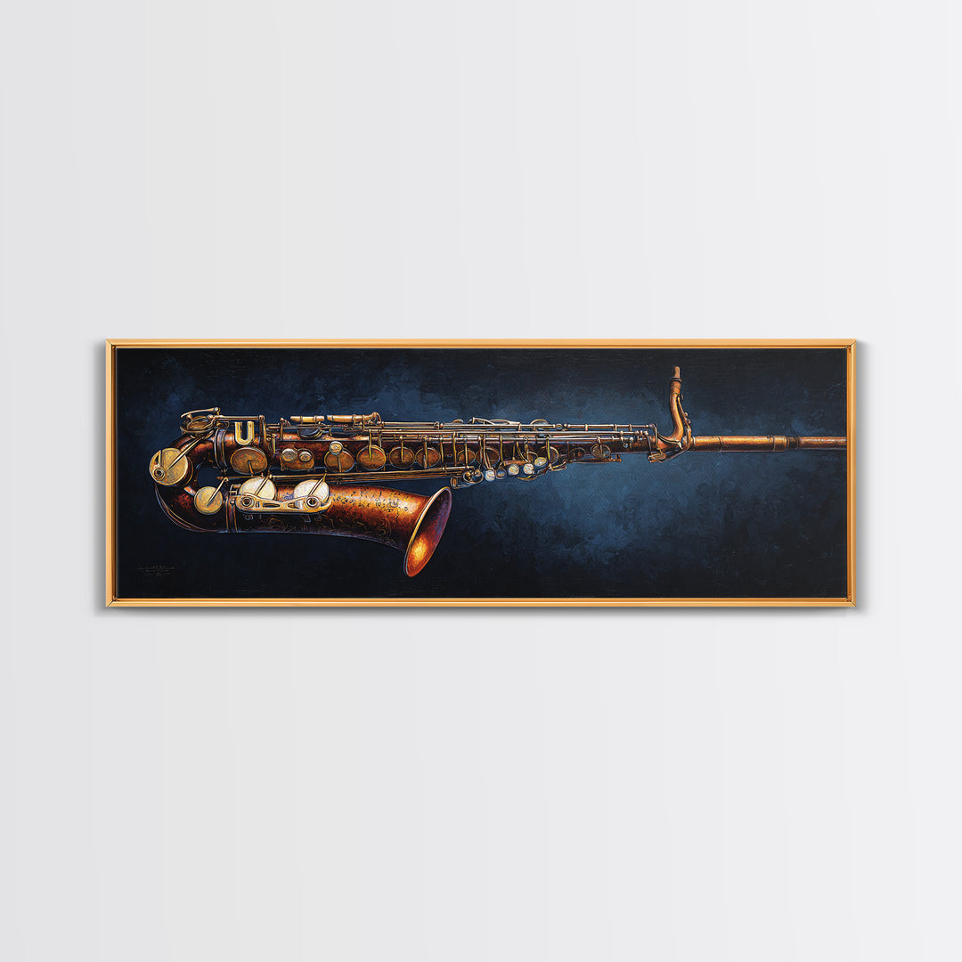 Brass Saxophone on Dark Velvet Canvas Print, Recording Studio Art, Wall Art, Studio Decor, Fine Art, Analog, Music Posters, RSA-3x1-80