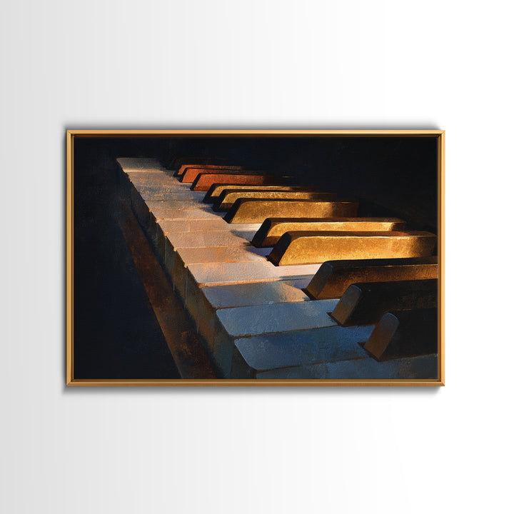 Piano Keys Fading into Shadow Canvas Print, Recording Studio Art, Mid Century Modern, Studio Decor, Fine Art, Analog, RSA-3x2-12