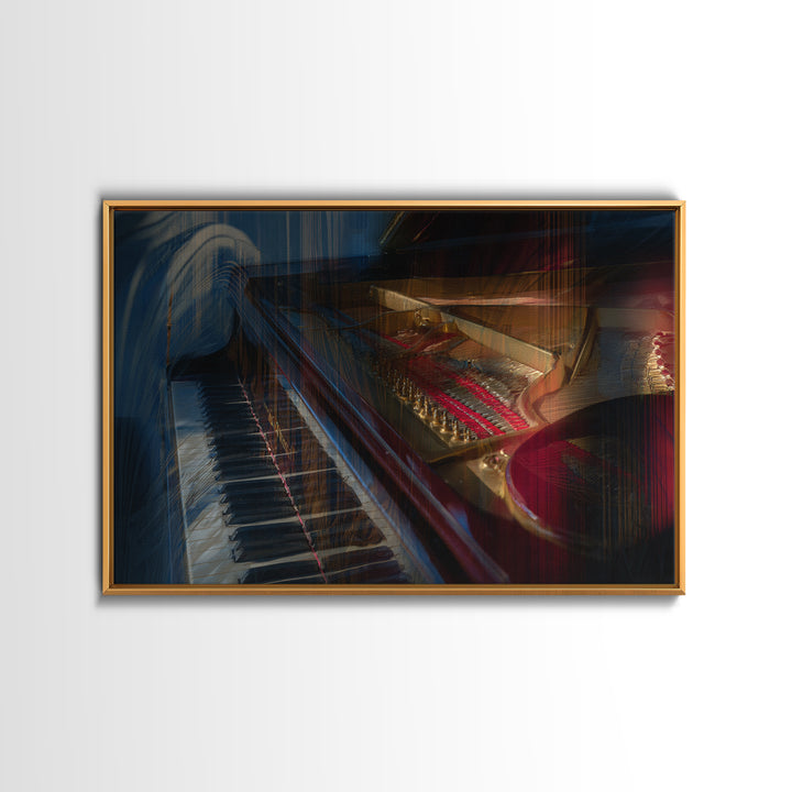 Piano Keys Fading into Shadow Framed Canvas Print, Recording Studio Art, Retro Wall Art, Studio Decor, Fine Art, Analog, RSA-3x2-36