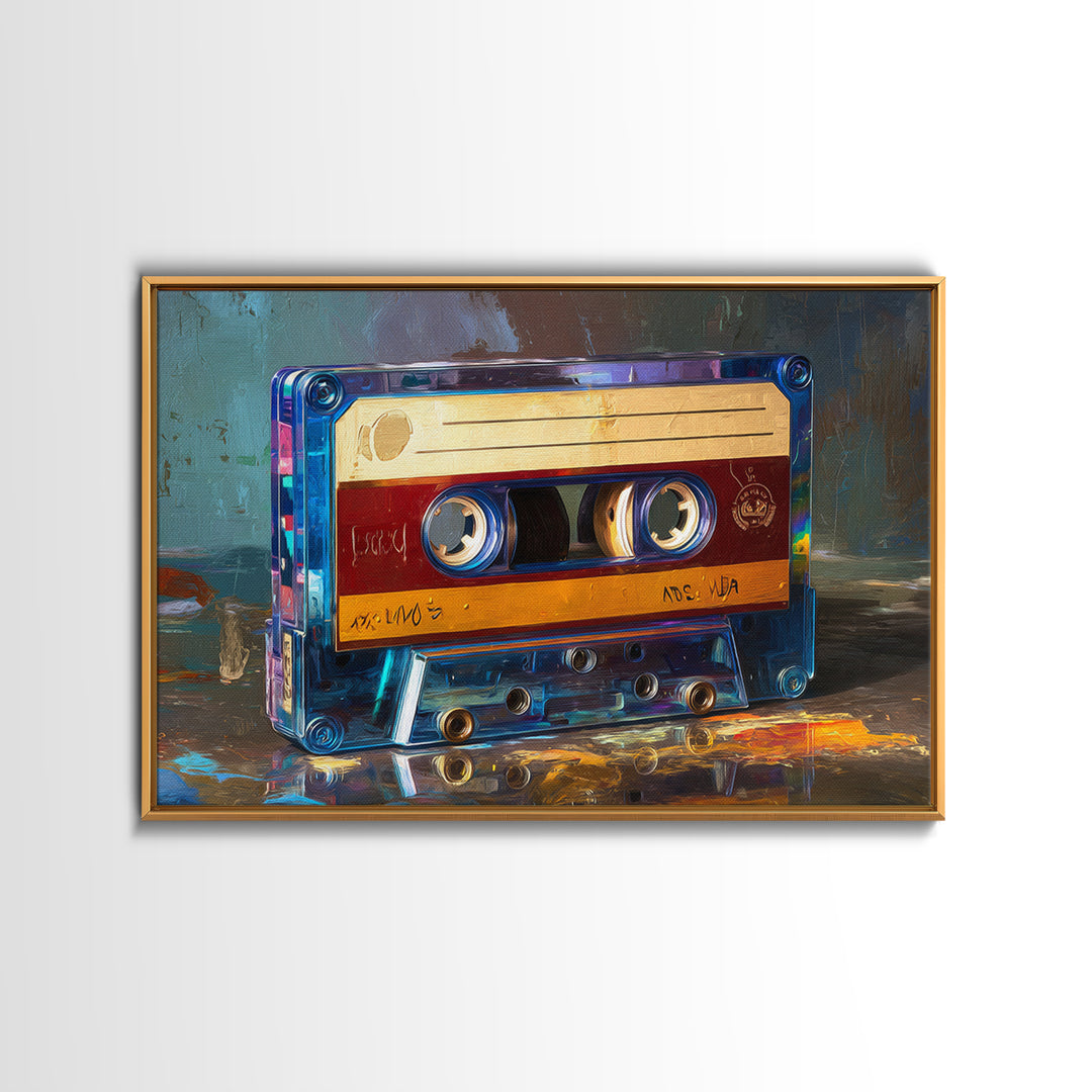 Retro Cassette Tape Framed Canvas Print, Recording Studio Art, Music Studio, Studio Decor, Fine Art, Analog, Modern Decor, RSA-3x2-39