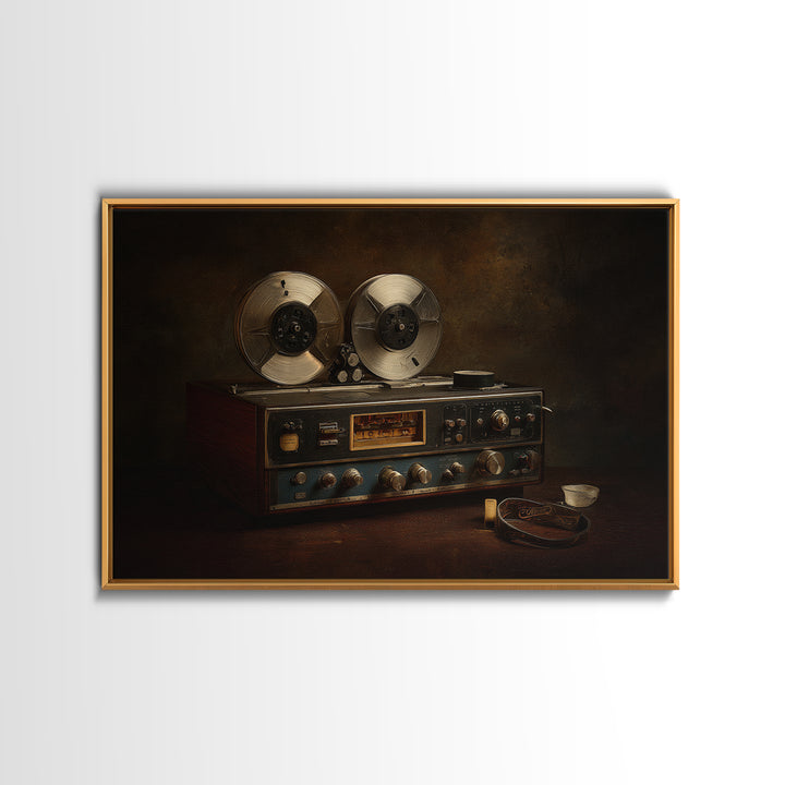 Reel to Reel Tape Machine Framed Canvas Print, Recording Studio Art, Kids Room Art, Studio Decor, Analog, Guitar Wall Art, RSA-3x2-78