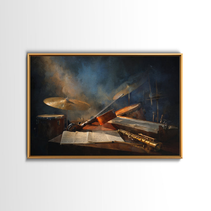 Conductor Baton and Sheet Shapes Without Text Canvas Print, Recording Studio Art, Unique Home Decor, Studio Decor, Analog, RSA-3x2-94