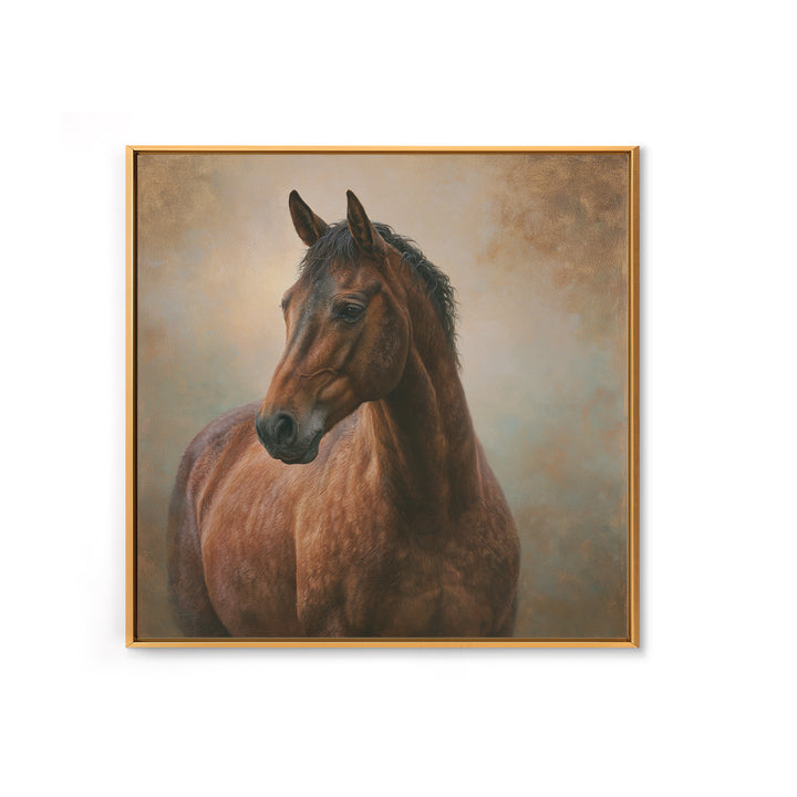 Brown Horse Portrait Canvas Print, Rustic Art, Downloadable Art, Farmhouse Decor, Oil Painting, Rustic, Textured Painting, RUS-1x1-5