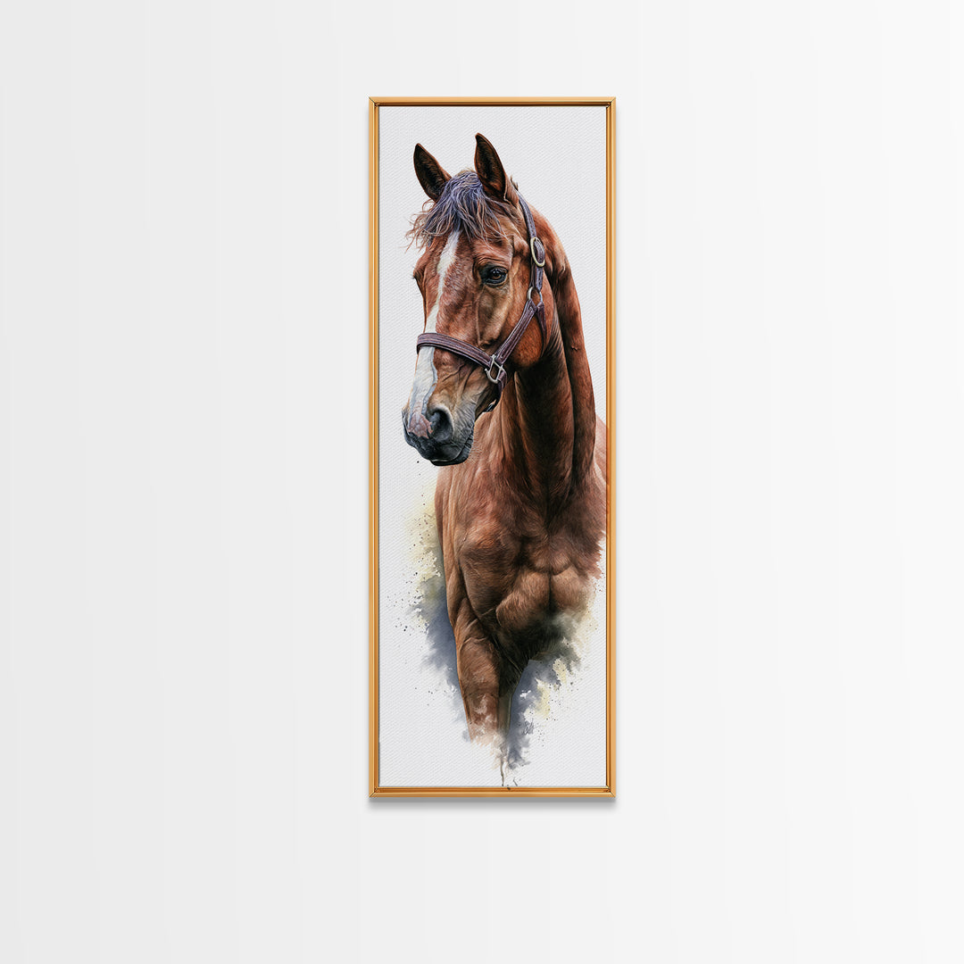Brown Horse Portrait Canvas Print, Rustic Art, Room Decor, Farmhouse Decor, Fine Art, Rustic, Oil Painting, Digital Print, RUS-1x3-17