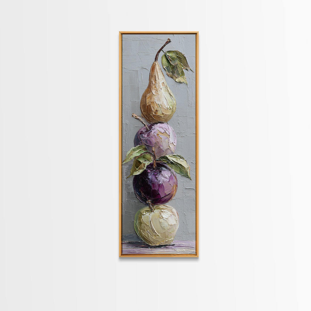 Rustic Pear and Apple Still Life Canvas Print, Rustic Art, Printable Art, Farmhouse Decor, Fine Art, Rustic, Farmhouse Wall Art, RUS-1x3-33