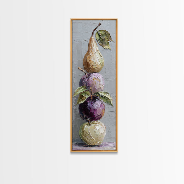 Rustic Pear and Apple Still Life Canvas Print, Rustic Art, Printable Art, Farmhouse Decor, Fine Art, Rustic, Farmhouse Wall Art, RUS-1x3-33