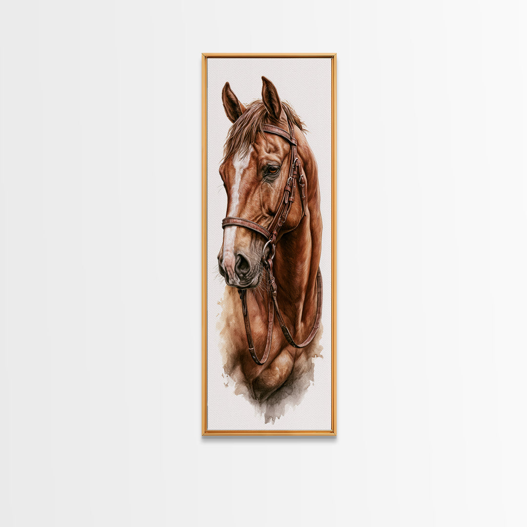 Brown Horse Portrait Canvas Print, Rustic Art, Modern Art, Farmhouse Decor, Fine Art, Rustic, Neutral Decor, Modern Decor, RUS-1x3-89