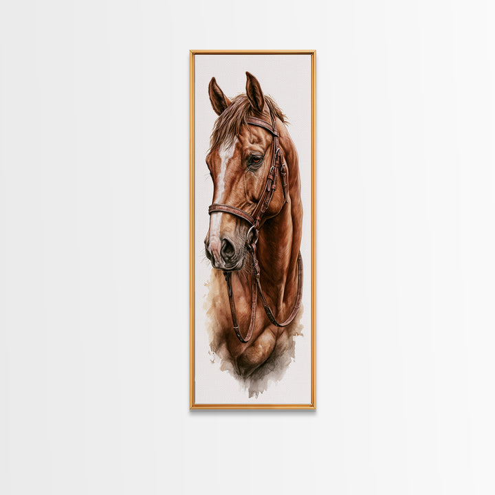 Brown Horse Portrait Canvas Print, Rustic Art, Modern Art, Farmhouse Decor, Fine Art, Rustic, Neutral Decor, Modern Decor, RUS-1x3-89