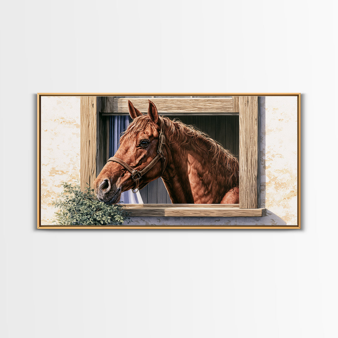Brown Horse Portrait Framed Canvas Print, Rustic Art, Home Decor, Farmhouse Decor, Fine Art, Rustic, Living Room Decor, RUS-2x1-1