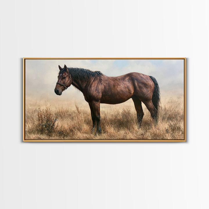 Brown Horse Portrait Canvas Print, Rustic Art, Printable Wall Art, Farmhouse Decor, Fine Art, Rustic, Wood Art, Modern Art, RUS-2x1-49