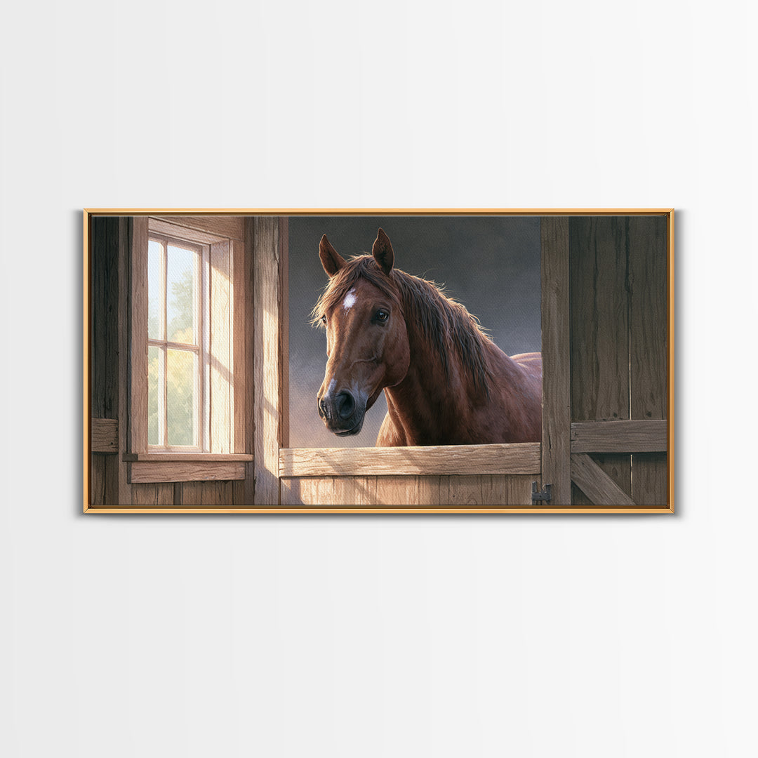 Brown Horse Portrait Canvas Print, Rustic Art, Printable Wall Art, Farmhouse Decor, Fine Art, Rustic, Wood Art, Modern Art, RUS-2x1-73