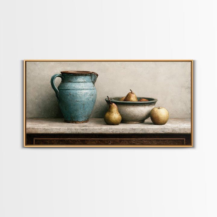 Rustic Pear and Apple Still Life Canvas Print, Rustic Art, Printable Art, Farmhouse Decor, Fine Art, Rustic, Farmhouse Wall Art, RUS-2x1-89