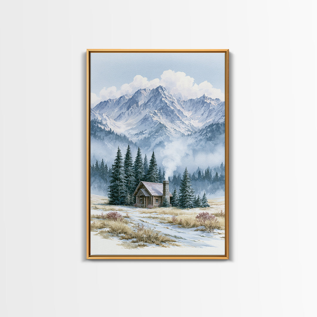 Winter Mountain Scene Canvas Print, Rustic Art, Farmhouse Wall Art, Farmhouse Decor, Fine Art, Rustic, Statement Artwork, RUS-2x3-7