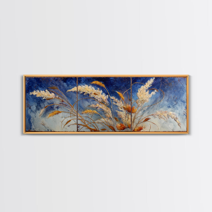 Handwoven Basket with Dried Grasses Canvas Print, Rustic Art, Gallery Decor, Farmhouse Decor, Fine Art, Rustic, RUS-3x1-40