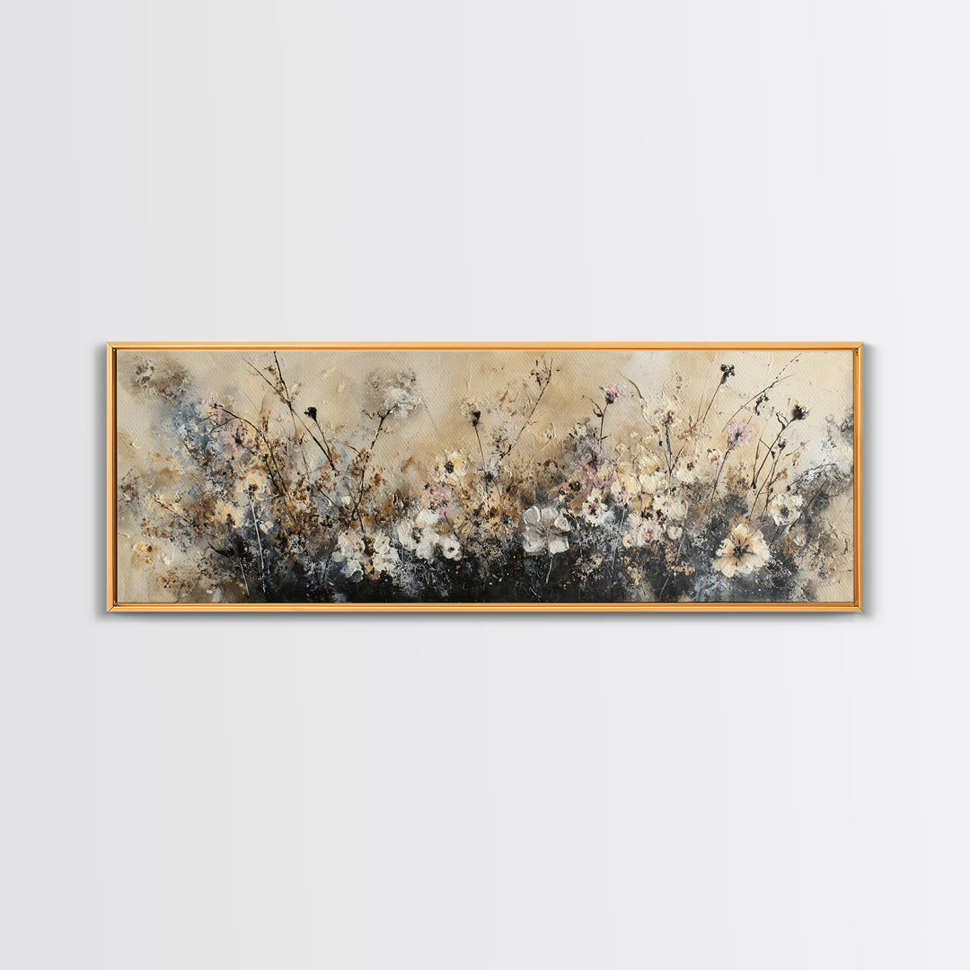 Handwoven Basket with Dried Grasses Canvas Print, Rustic Art, Minimalist Decor, Farmhouse Decor, Oil Painting, Rustic, RUS-3x1-88