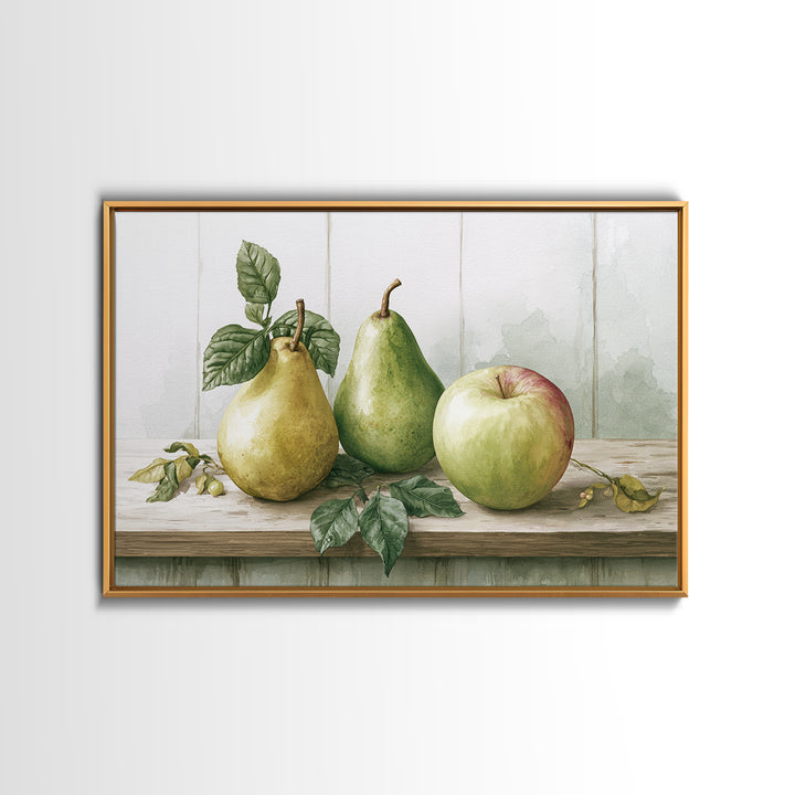 Rustic Pear and Apple Still Life Canvas Print, Rustic Art, Farmhouse Decor, Rustic, Gallery Wall Art, Landscape Wall Art, RUS-3x2-1