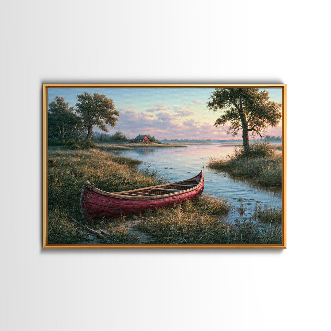Old Canoe Pulled Onto a Lake Shore Canvas Print, Rustic Art, Neutral Decor, Farmhouse Decor, Fine Art, Rustic, Home Decor, RUS-3x2-72